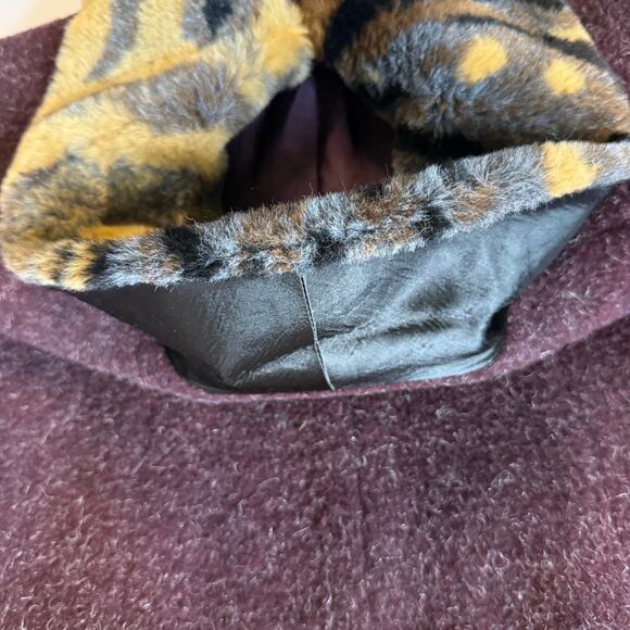 Vintage Viola Per Donna Wool Jacket 36 Burgundy Faux Fur Cuff Collar 90s Retro - Picture 6 of 9